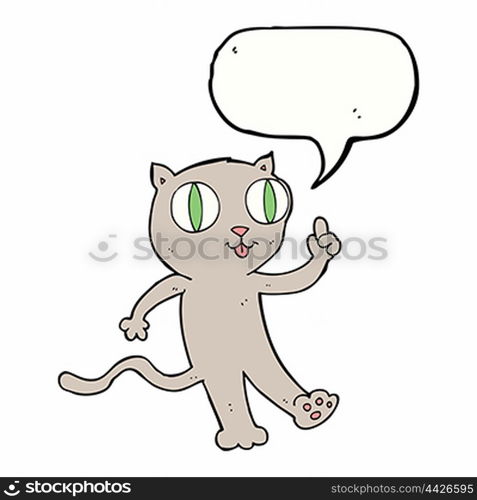 cartoon cat with idea with speech bubble