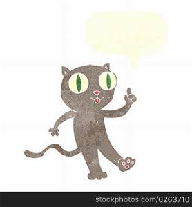 cartoon cat with idea with speech bubble