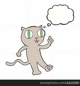 cartoon cat with idea with thought bubble