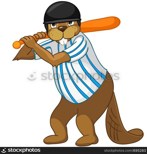Cartoon Character Beaver. Isolated on White Background. . Cartoon Character Beaver