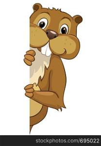 Cartoon Character Beaver. Isolated on White Background. Vector.. Cartoon Character Beaver