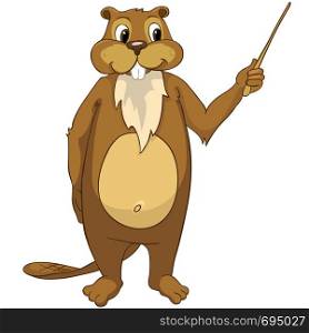 Cartoon Character Beaver. Isolated on White Background. Vector.. Cartoon Character Beaver