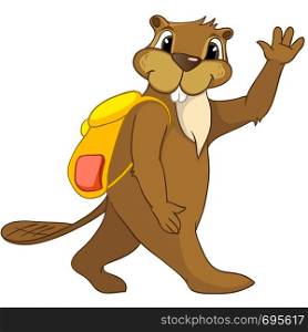 Cartoon Character Beaver. Isolated on White Background. Vector. .. Cartoon Character Beaver.