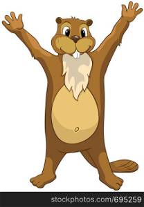 "Cartoon Character Beaver. Isolated on White Background. Vector.Look for Funny Beaver by Keyword "CREES". Cartoon Character Beaver"