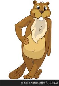 "Cartoon Character Beaver. Isolated on White Background. Vector.Look for Funny Beaver by Keyword "CREES". Cartoon Character Beaver"
