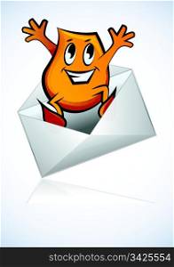 Cartoon character - Blinky - jump from e-mail, vector illustration