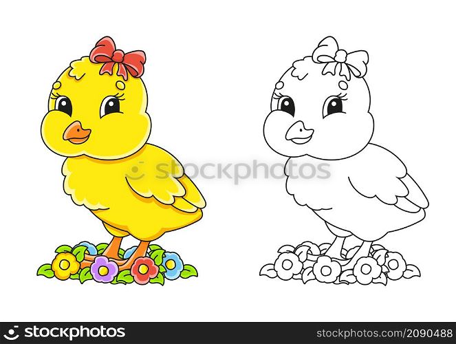 Cartoon character Chicken. Colorful vector illustration. Isolated on white background. Design element. Template for your design, books, stickers, cards.