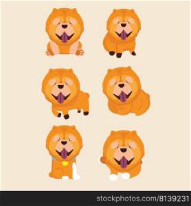 Cartoon character chow chow dog poses.