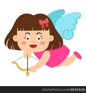 cartoon character cupid girl illustration on white background