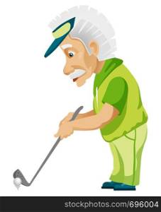 Cartoon Character Einstein Isolated on Grey Gradient Background. Golf. Vector EPS 10.