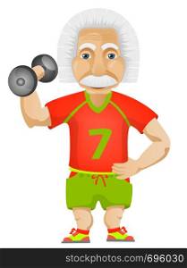 Cartoon Character Einstein Isolated on Grey Gradient Background. Gym. Vector EPS 10.