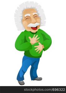 Cartoon Character Einstein Isolated on Grey Gradient Background. Laughing. Vector EPS 10.
