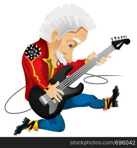 Cartoon Character Einstein Isolated on Grey Gradient Background. Rock Star. Vector EPS 10.