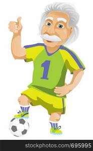 Cartoon Character Einstein Isolated on Grey Gradient Background. Soccer. Vector EPS 10.
