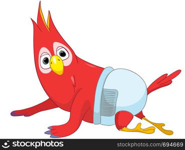 Cartoon Character Funny Baby Parrot Isolated on White Background. Vector EPS 10.