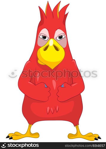 Cartoon Character Funny Parrot Isolated on White Background. Anger. Vector EPS 10.