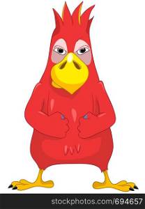 Cartoon Character Funny Parrot Isolated on White Background. Anger. Vector EPS 10.