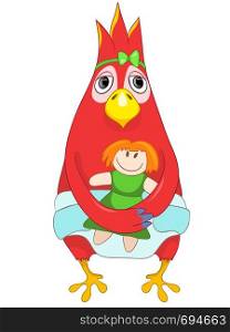 Cartoon Character Funny Parrot Isolated on White Background. Baby. Vector EPS 10.