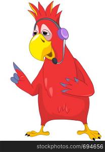 Cartoon Character Funny Parrot Isolated on White Background. Comunication. Vector EPS 10.