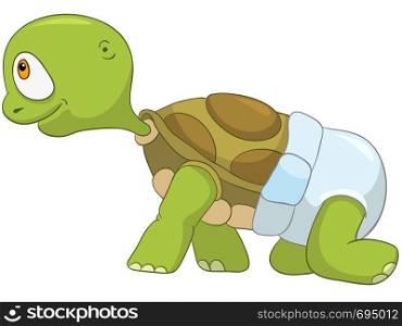 Cartoon Character Funny Turtle Isolated on White Background. Baby First Step. Vector EPS 10.