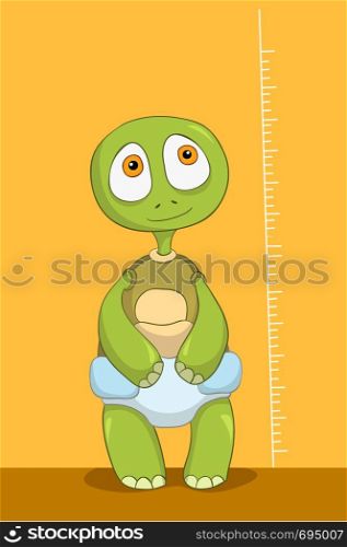 Cartoon Character Funny Turtle Isolated on White Background. Baby Measure. Vector EPS 10.