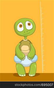 Cartoon Character Funny Turtle Isolated on White Background. Baby Measure. Vector EPS 10.