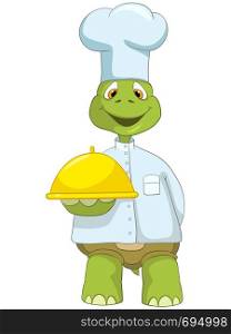 Cartoon Character Funny Turtle Isolated on White Background. Chef. Vector EPS 10.