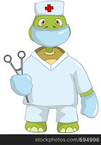 Cartoon Character Funny Turtle Isolated on White Background. Doctor. Vector EPS 10.