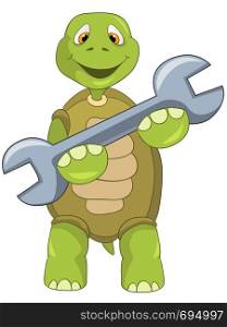 Cartoon Character Funny Turtle Isolated on White Background. Support. Vector EPS 10.