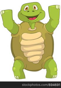 Cartoon Character Funny Turtle Isolated on White Background. Vector EPS 10.