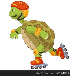 Cartoon Character Funny Turtle Isolated on White Background. Vector EPS 10.