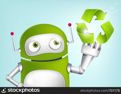 Cartoon Character Green Robot. Concept Illustration. Vector EPS 10.