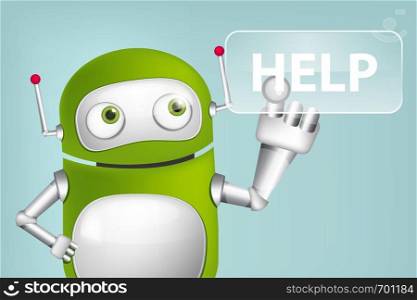 Cartoon Character Green Robot. Concept Illustration. Vector EPS 10.