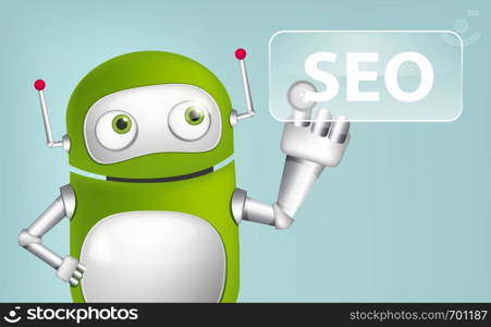 Cartoon Character Green Robot. Concept Illustration. Vector EPS 10.