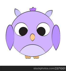 Cartoon character purple owl on white background. Kid graphic. Vector illustration. stock image. EPS 10. . Cartoon character purple owl on white background. Kid graphic. Vector illustration. stock image. 