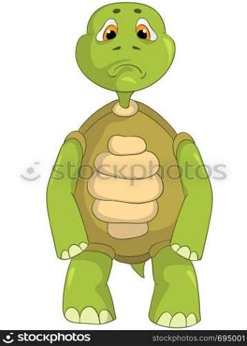 Cartoon Character Sad Turtle Isolated on White Background. Vector EPS 10.