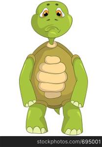 Cartoon Character Sad Turtle Isolated on White Background. Vector EPS 10.
