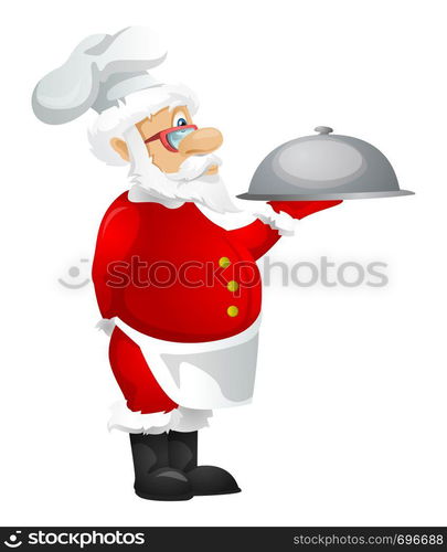 Cartoon Character Santa Claus Isolated on Grey Gradient Background. Chef. Vector EPS 10.