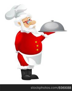 Cartoon Character Santa Claus Isolated on Grey Gradient Background. Chef. Vector EPS 10.