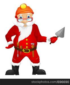 Cartoon Character Santa Claus Isolated on Grey Gradient Background. Contractor. Vector EPS 10.