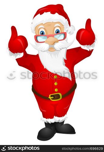 Cartoon Character Santa Claus Isolated on Grey Gradient Background. Cool. Vector EPS 10.