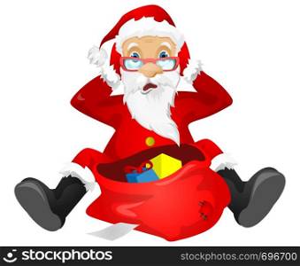 Cartoon Character Santa Claus Isolated on Grey Gradient Background. Cry. Vector EPS 10.