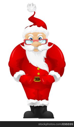 Cartoon Character Santa Claus Isolated on Grey Gradient Background. Engry. Vector EPS 10.