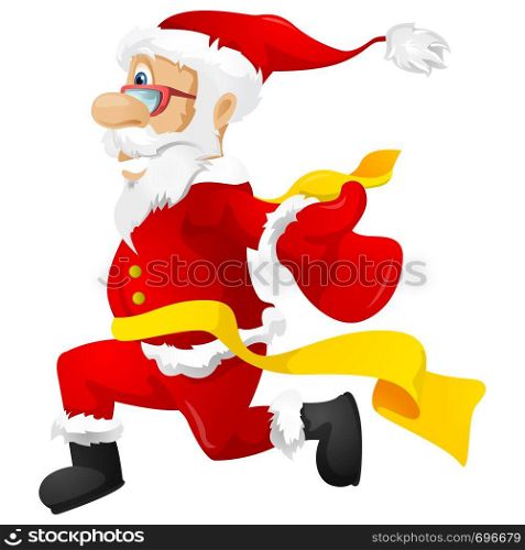 Cartoon Character Santa Claus Isolated on Grey Gradient Background. Finish. Vector EPS 10.