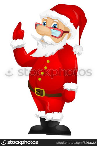 Cartoon Character Santa Claus Isolated on Grey Gradient Background. Idea. Vector EPS 10.