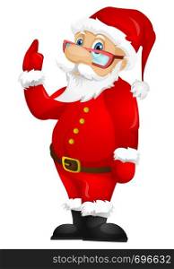 Cartoon Character Santa Claus Isolated on Grey Gradient Background. Idea. Vector EPS 10.