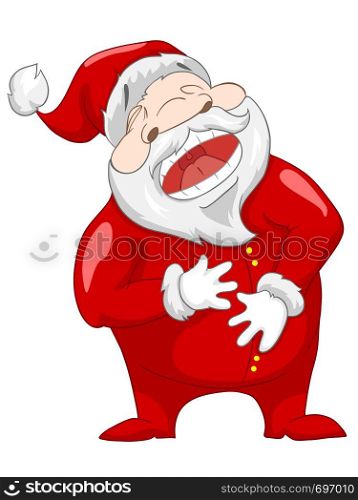 Cartoon Character Santa Claus Isolated on Grey Gradient Background. Laughing. Vector EPS 10.