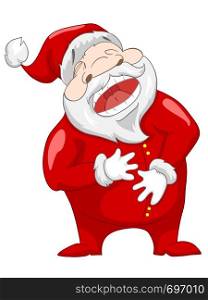 Cartoon Character Santa Claus Isolated on Grey Gradient Background. Laughing. Vector EPS 10.