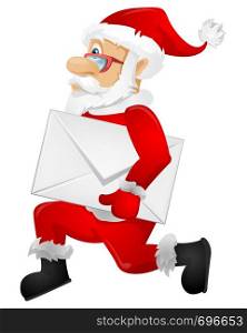 Cartoon Character Santa Claus Isolated on Grey Gradient Background. Postman. Vector EPS 10.