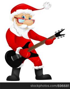 Cartoon Character Santa Claus Isolated on Grey Gradient Background. Rock Star. Vector EPS 10.